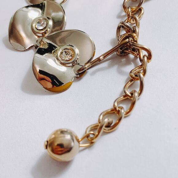 Vintage Mid Century Gold Tone Heart Rhinestone Choker Necklace 1950s - Picture 8 of 15